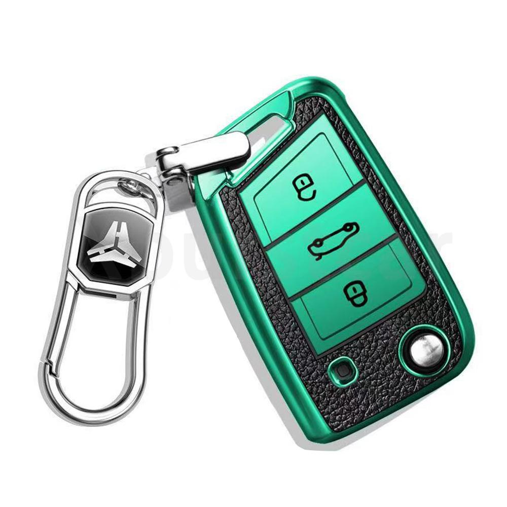 Key Case Cover For Vw Touran Tiguan Golf 7 Gti Polo T-Cross T-Roc Skoda Rapid Kodiaq Octavia Fabia Seat Ibiza Leon Ateca Arona