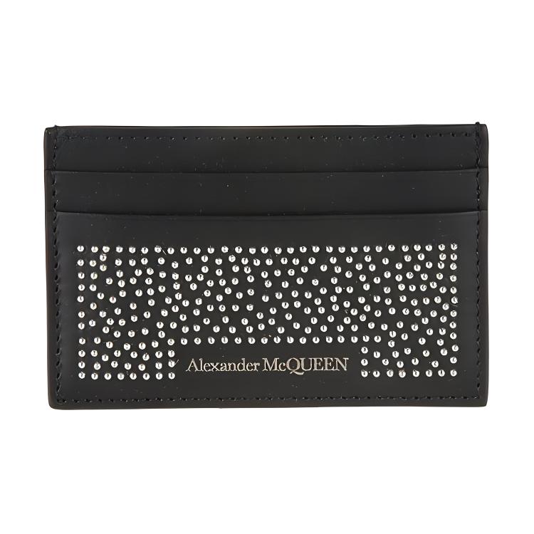 Alexander McQueen Studded Leather Wallet Men wallets Black 6021441AACF1000 Basic Set (Bag+Dust Bag)