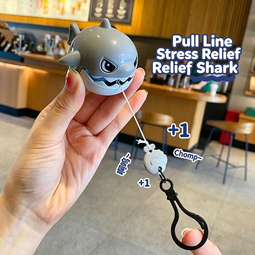 Nibble Shark Pull Line Keychain Fidget Charm Funny Big Fish Eat Small Fish Design Stress Relief Toy Ornament Creative Present