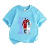 Kids Boys Girls Crew Neck Short Sleeve 100% Cotton T-Shirt, Football Superstar Pattern Casual Soft Comfortable Tee for Daily Sports Outdoor Wear