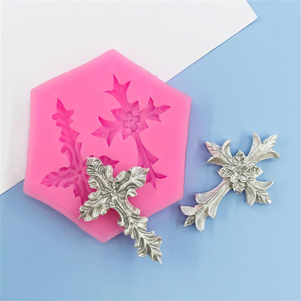 Shape Gothic Flower Cross Cake Mold Silicone Fondant Chocolate Making Baking Tools Resin Art Ornaments Hand Decoration DIY