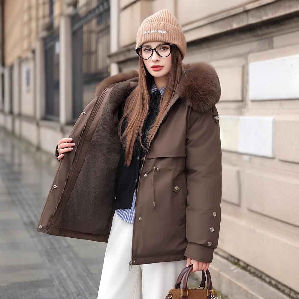 Fleece and thicker pie overcome women's medium and long winter cotton-padded clothes, winter new cotton-padded jackets, fashion cotton-padded jackets