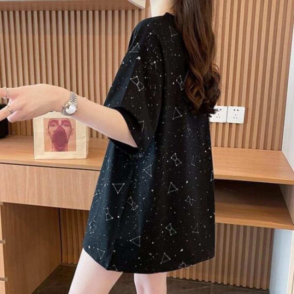 Navava Women Loose FiT ShorT Sleeve T shirT nT2621 sTar prinT