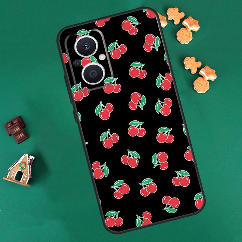 Black Pink Cherry Case For OPPO Reno 10 Pro 4Z 5Z 8T 4 5 6 7 8 Lite OPPO Find X6 Pro X3 X2 Neo X5 Lite Cover
