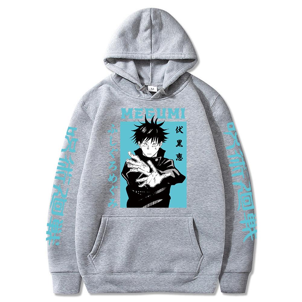 Jujutsu Kaisen Megumi Anime Grafické Mikiny Vintage Oversized Mikina s Kapucí Hip Hop Dlouhý Rukáv Mikina Pánská Dámská Oblečení