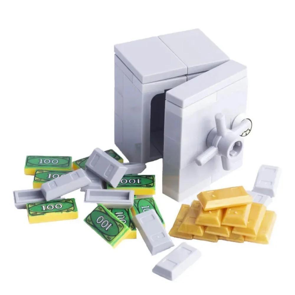 City Treasure Building Blocks MOC Dollar Cash Gold Silver Mine Egg Transparent Diamond ATM Machine Safe Money Bag DIY Toys K037