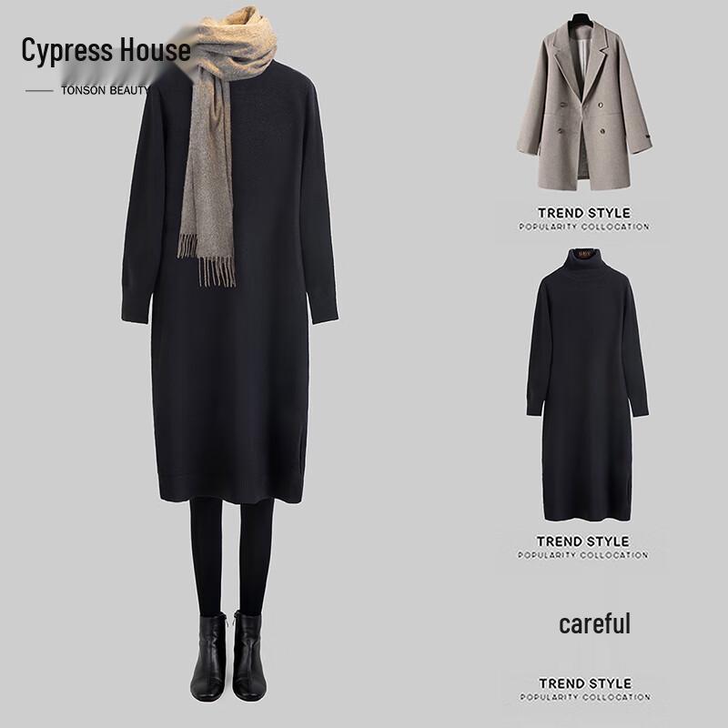 

Elegant High-Neck Knitted Midi Dress L