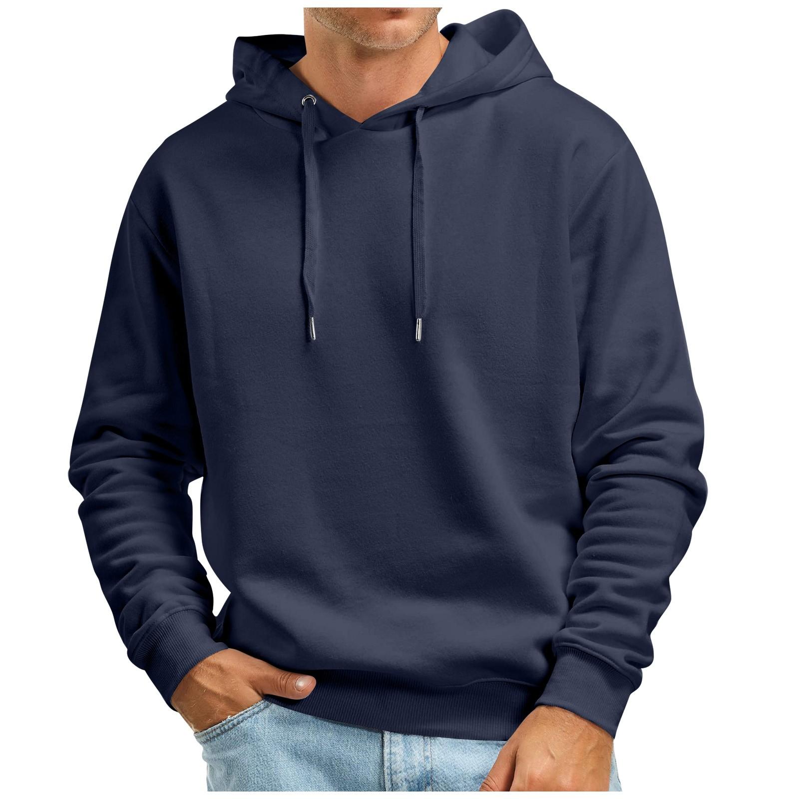 

Осенне-зимняя мужская однотонная футболка с капюшоном и шнурком, спортивный повседневный свитер XXXL