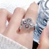 Niche Design Double C Four-Leaf Clover Exquisite Full Diamond Zir*****Pen Ring Cold Wind Light Luxury Index Finger Ring Female