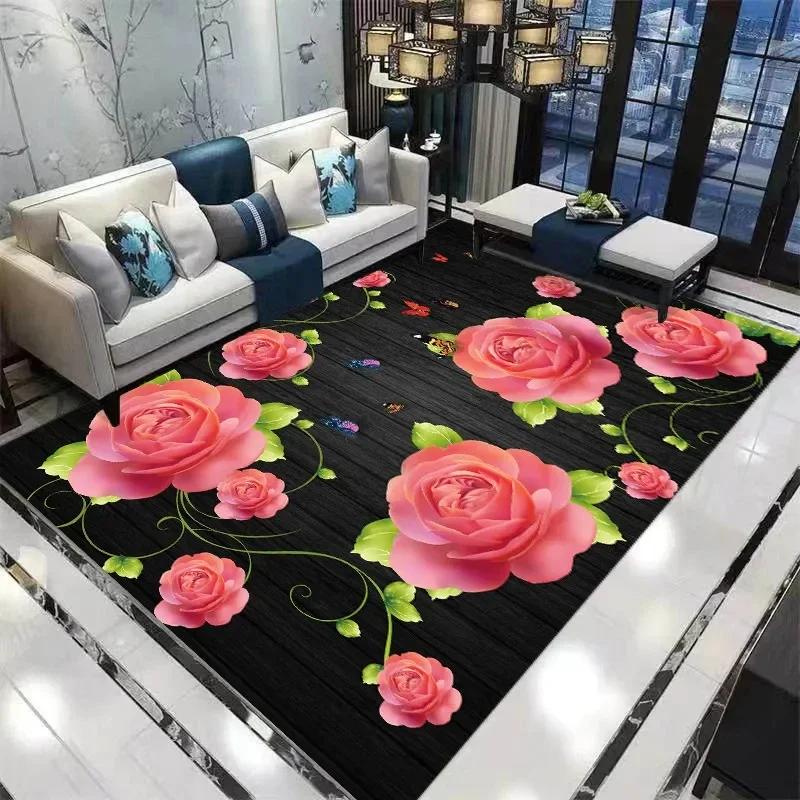 

Декор для дома Коврик у входной двери Цветок Роза Пасторальный 3D-принт Ковер для гостиной Мягкий Нескользящий Напольный коврик Ковер Декор для спальни 40x120cm 16x47 inch