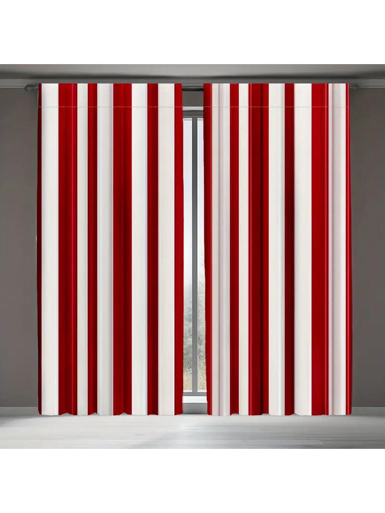 Tende Stampate a Strisce Rosse Bianche Trasparenti Materiale di Qualità Design Stile Nautico Casa Con Set di 2 Tende in Poliestere Lavabile