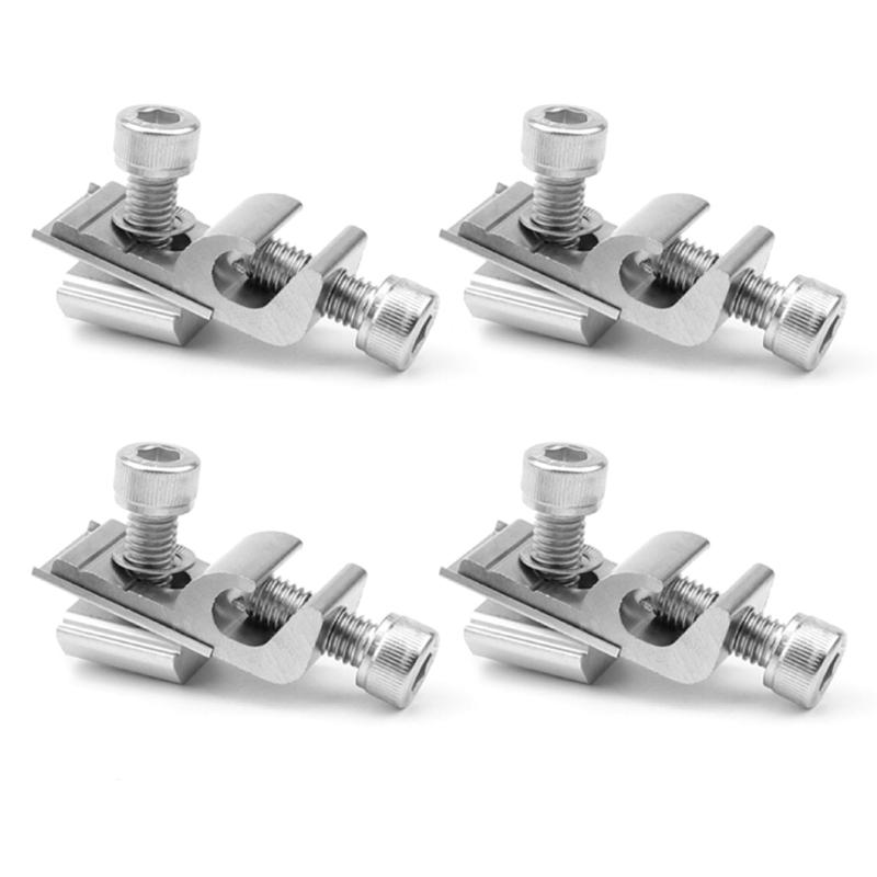 Pack of 4 Aluminum Solar Grounding Clamps  with Adjustable Screws & Strong  Design Easy To Use for Photovoltaic Panel