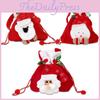 Festive Plush Christmas Drawstring Bag With Cartoon Santa Snowman For Holiday Gifts