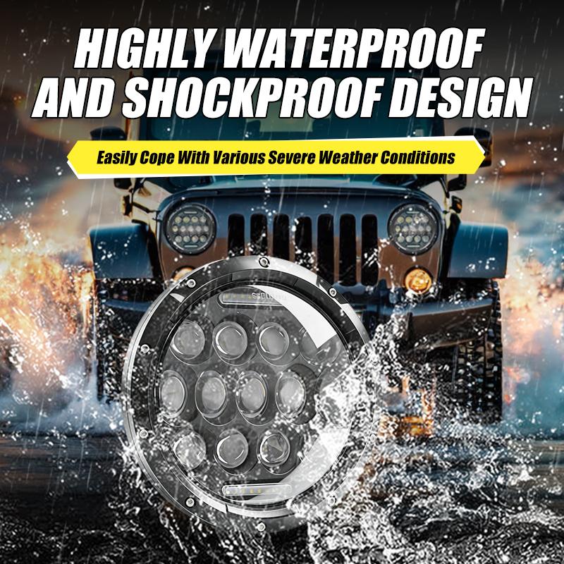 Auto 7 Zoll LED Scheinwerfer Hi/Low H4 Halo Angel Eyes DRL Für Jeep JK TJ Offroad Defender Hummer 4x4 Suzuki Samurai Scheinwerfer