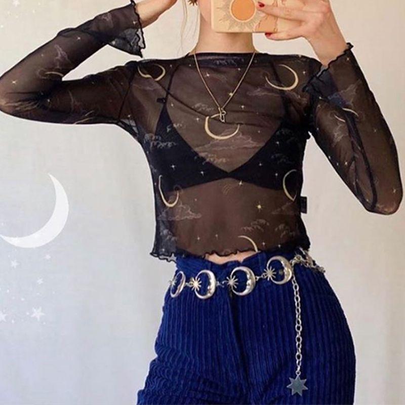 sun moon mesh top