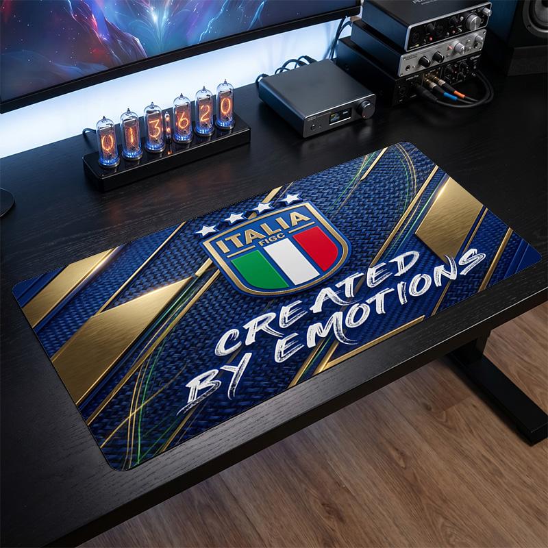 Italy Football Crest Mouse Pad, Extended Non Slip Rubber Desk Mat for Gaming Office Laptop Fan Gift