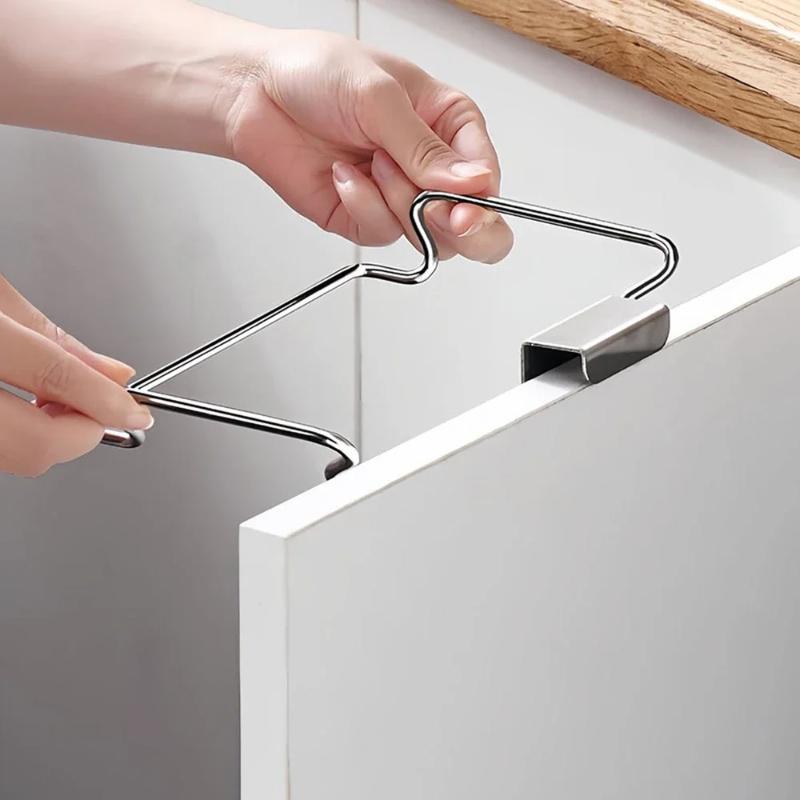 Stainless steel hanging garbage bag rack Hanging garbage bag rack Kitchen accessories Non perforated cabinet storage hook