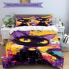3pcs Colorful Cat Artwork Bedding Set - 1 Duvet Cover + 2 Pillowcases(Core Not Included), Machine Washable Polyester yy251216108