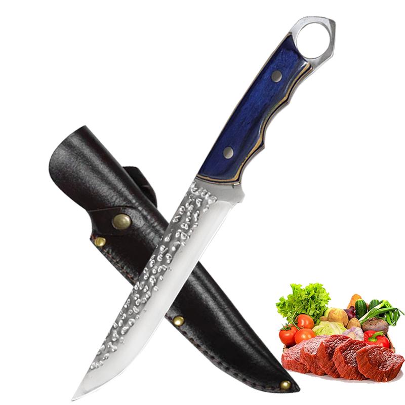 6.5Inch Hand Forged Chef Knife Butcher Boning Knife Wooden Handle Meat Vegetable Cutting Knife Stainless Steel Kitchen Knives