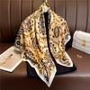 European Style Retro Printed Imitation Silk Scarf 90x90cm Square Headscarf for Women Shawls Bandana Lady Hijabs