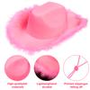 2pcs Women Western Cowboy Hat Pink Feather Novelty Cowgirl Hats For Halloween Parties Disco Costume