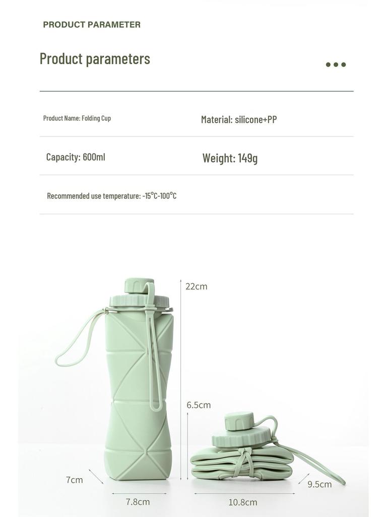 Silicone Collapsible Large-Capacity Travel Water Bottle – Portable, Heat-Resistant, Food-Grade Folding Sports Cup