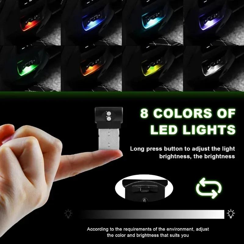 Mini USB LED Light Car USB LED Interior Atmosphere Light Adjustable Brightness Laptop Keyboard Home Office Decoration Night Lamp