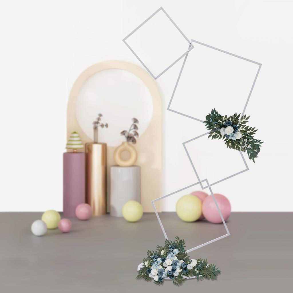 Modern White Iron Wedding Arch Stand 6.27FT, Square Backdrop for Wedding Party Garden Decor, Plant Trellis