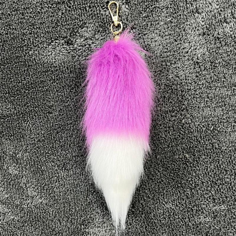 Plush Foxy Tail Keychain Soft and Comfortabel Key Holder 20cm Faux Furry Pendant Charm for Fashionable Accessories