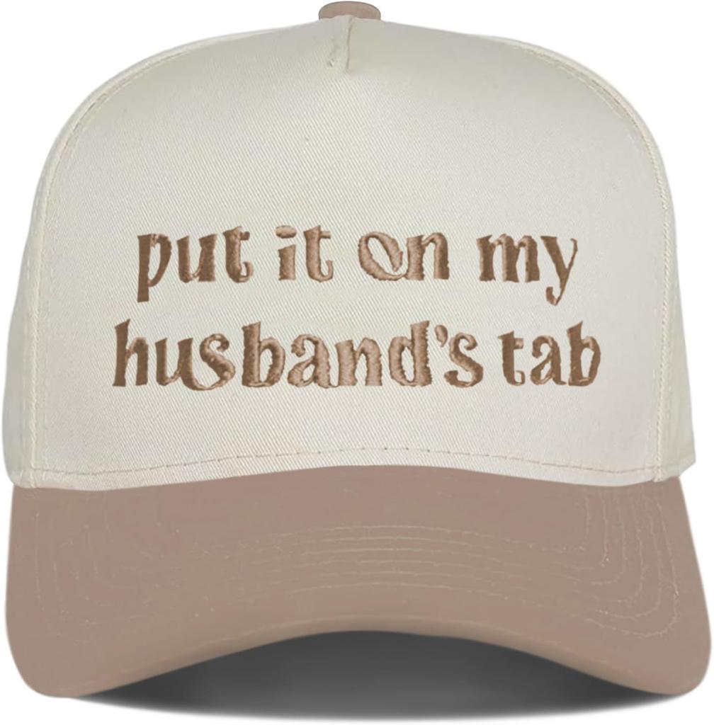 Put It On My Husband'S Tab Funny Trucker Hats Women Vintage Adjustable Baseball Cap Embroidery Fashion Trucker Hat