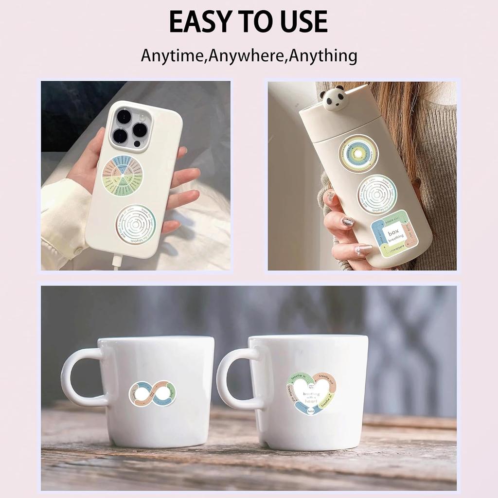 Sensory Stickers for Anxiety Relief, 45 Pieces, Waterproof Boho Design, Textured Fidget Stickers for Adults, Classroom Supplies