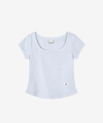 Nyuballanseu Nbneg2W472 / Women Fitted Square Neck Cap Short Sleeve Tee (Dyeing Blue)