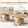 Tavolo da Pranzo Rotondo Estensibile 110-150x110x77,5 cm, Tavolo da Cucina per 2-8 Persone, Salvaspazio con Ripiano Integrato, Tavolo Moderno in Legno dall'Aspetto Naturale