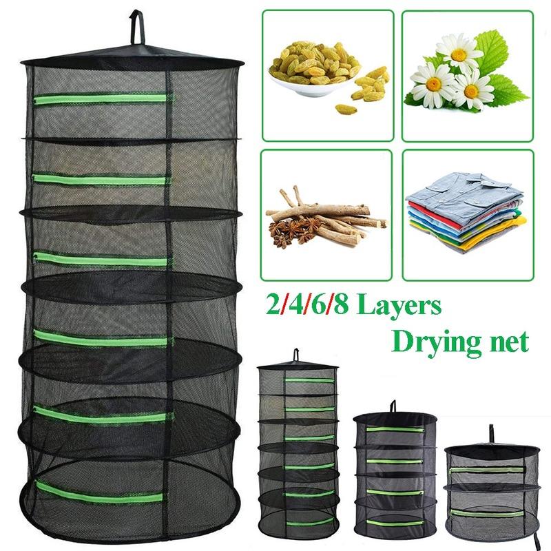 1Pc 2/4/6 Layers Drying Net for Herbs Hanging Basket Folding Dry Rack Herb Drying Net Dryer Bag Mesh For Flowers Buds Plants Organizer