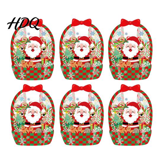 Candy Bag Set 2/4/6Pcs Clear Gift for Halloween Christmas Goodie Treat Bags Transparent Window Pouches with Handle Resealable Sealed Pouch