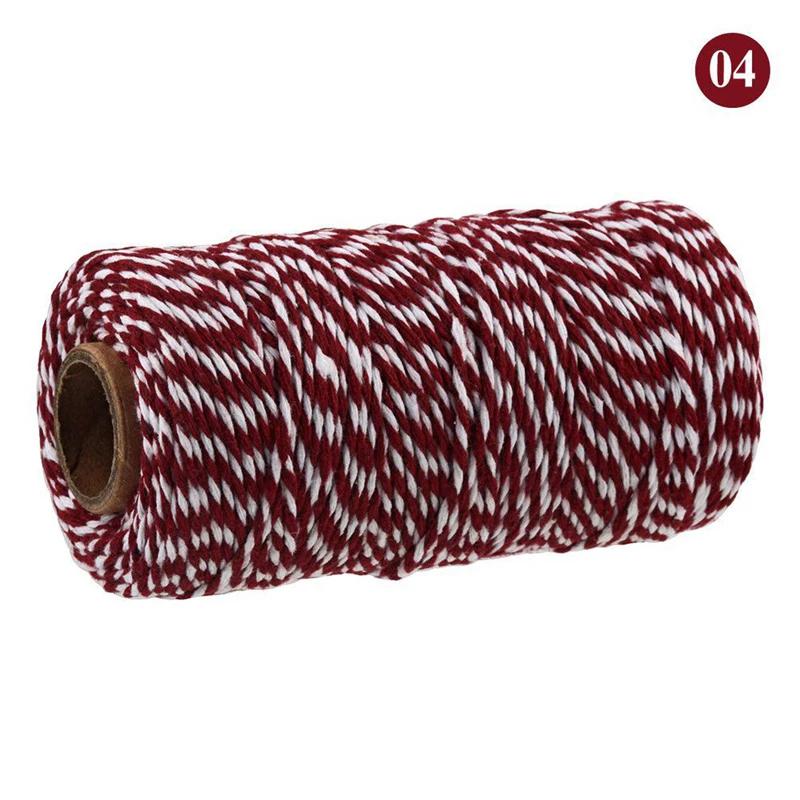 100Meter/Roll Two Colors Cotton Cord Baker Twine Colorful Cotton Crafts Twine Macrame Cord String Bandage Label Rope
