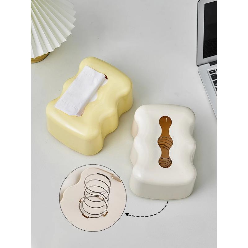 Krémová krabička na papírové ručníky, cenově dostupný luxus, špičková jednoduchost, domácnost, obývací pokoj s pružinou, elastická základna, podpěra