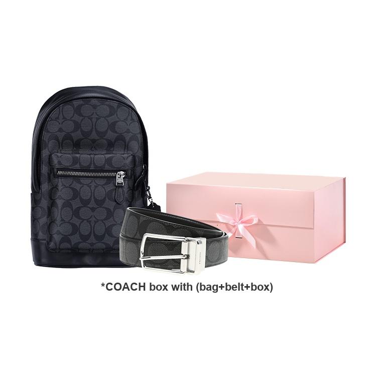 Coach Borsa a Tracolla Uomo West 20 Logo Classico Tasca Multifunzionale Tela Rivestita e Pelle Tracolla Nera 2853-QBAF4