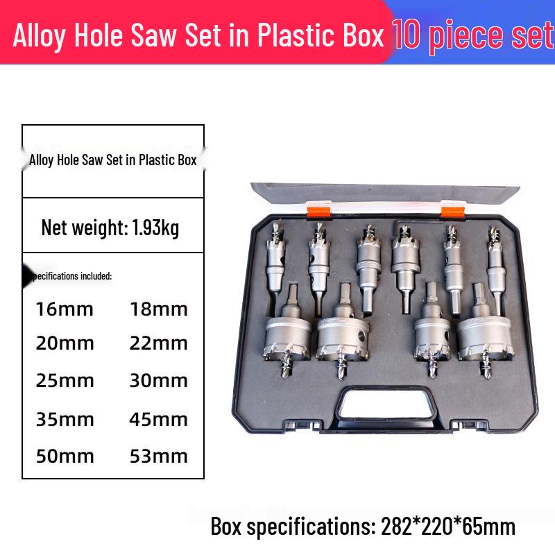 Carbide Stainless Steel Hole Saw Set, 16-Piece for Drilling Metal, Iron, Steel, Aluminum Alloy