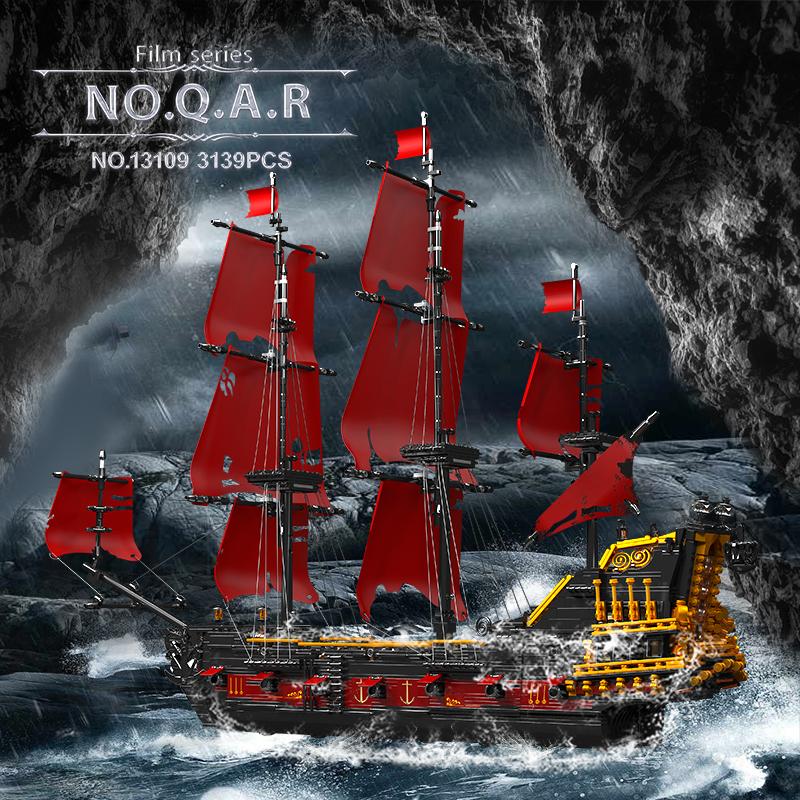 MOULD KING 13109 Creative Gifts for Kids Pirates Ship Building Blocks MOC Bricks Red Ship Model Kits To Build Educational Toys