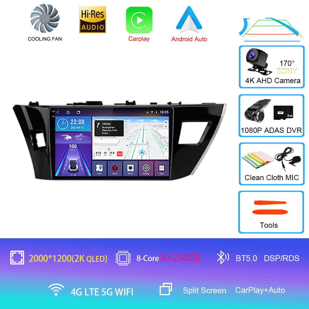 For Toyota Corolla Ralink 2013 2014 2015 2016 4G Android 14 Car Stereo Radio Multimedia Video Player Navigation GPS 2Din