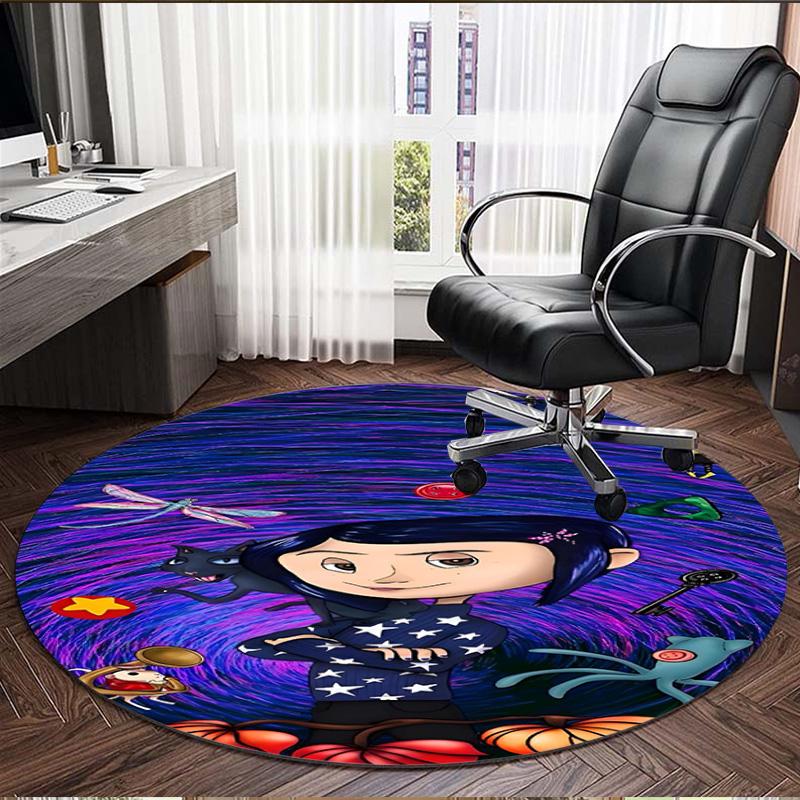 Coraline Print Round Rug, Washable Floor Carpet, For Entryway Dorm Laundry Room Office Study, Home Decor Birthday Christmas Gift