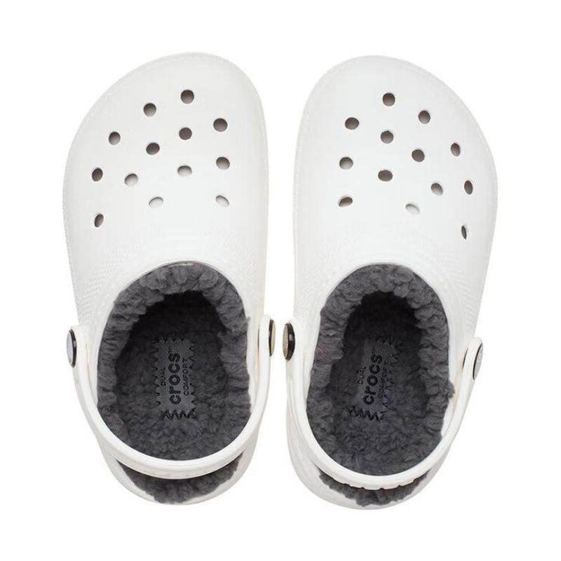 Crocs Casual and Comfortable Warm Children's Hole Shoes White Grey Children's Model
