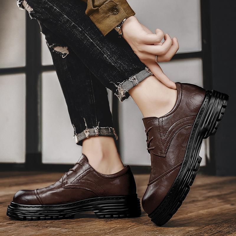 Fashion High Quality Oxford Shoes Men Casual Lace Up Dress Shoes Brand Moccasins Business Shoes Platform Genuine Leather Men Footwear