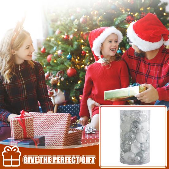 25 Pcs 2.36 Inch Christmas Ball Ornaments Glitter Sequin Plastic Ball Christmas Tree Hanging Decorations for Indoor Outdoor Holiday Decor