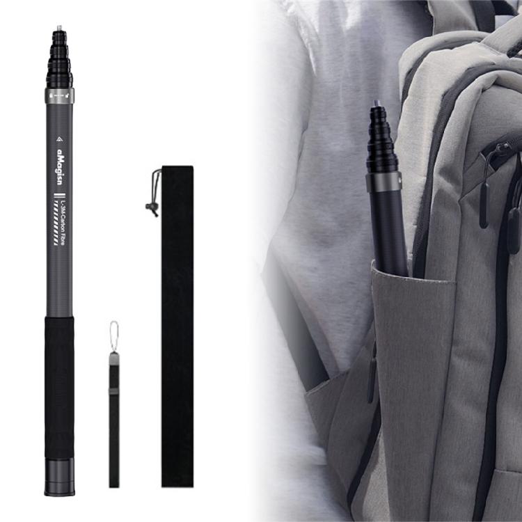 300cm Invisible Selfie Stick Carbon Fiber High Stability Extension Rod with 1/4 Screw Mount for Action Camera Use