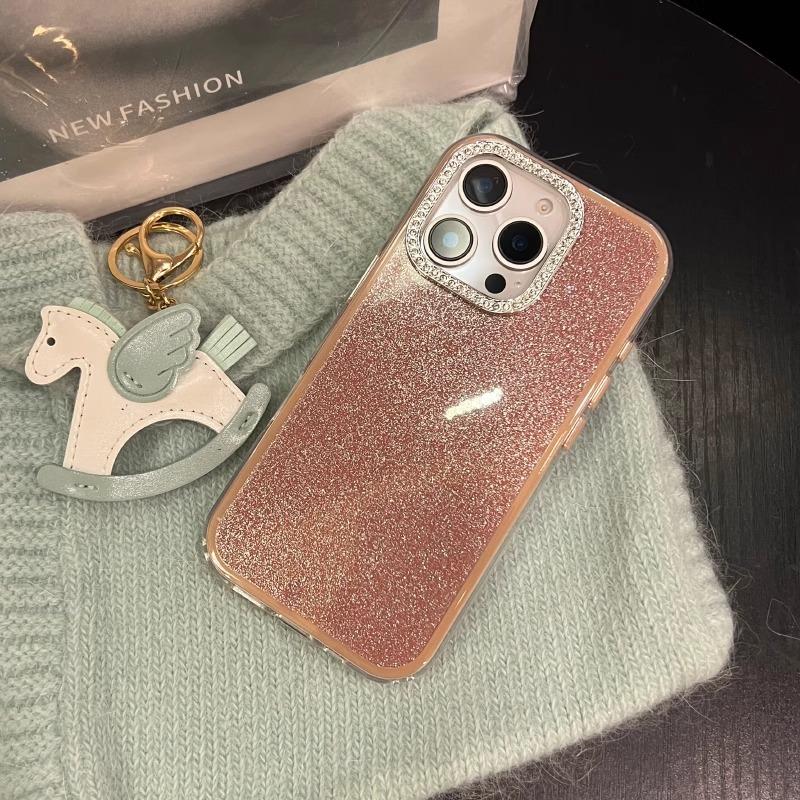Bling Diamond Camera Protection Phone Case For iPhone 16 15 14 13 12 Pro Max 11 Shockproof Acrylic Glitter Hard Back Cover