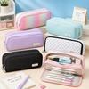Canvas Material Stationery Holder Bag 4 Compartments Pen Case Kawaii Storage Organizer  For Boys