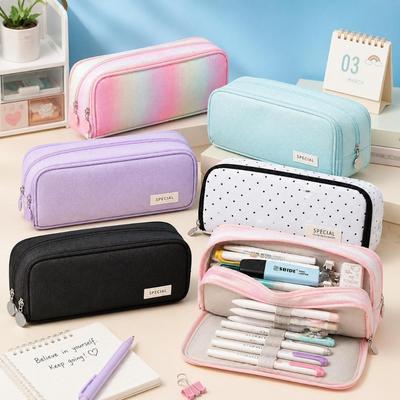 Bolsa de Lápis em Lona com Fecho de Zíper Estojo para Canetas Bolsa Versátil para Lápis Uso em Escritório