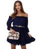 2022 Spring/Summer Women's Off-the-Shoulder Casual Solid Color Waist-Gathering Dress